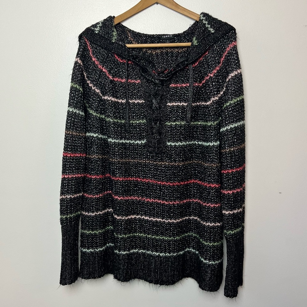 Torrid Black Multicolor‎ Striped Knit Sweater